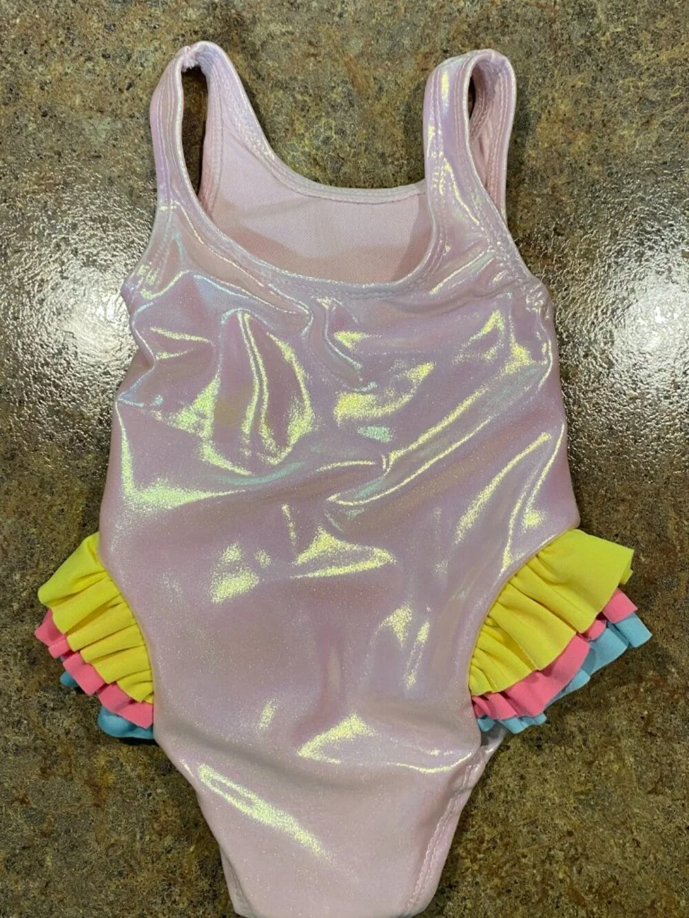 18 MO PENELOPE MACK BABY PINK METALLIC SHIMMER MERMAID SWIMSUIT 🧜‍♀️✨